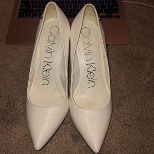 White Calvin Klein heels